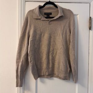 Christian Lacroix Men's Beige V-Neck Polo Sweater